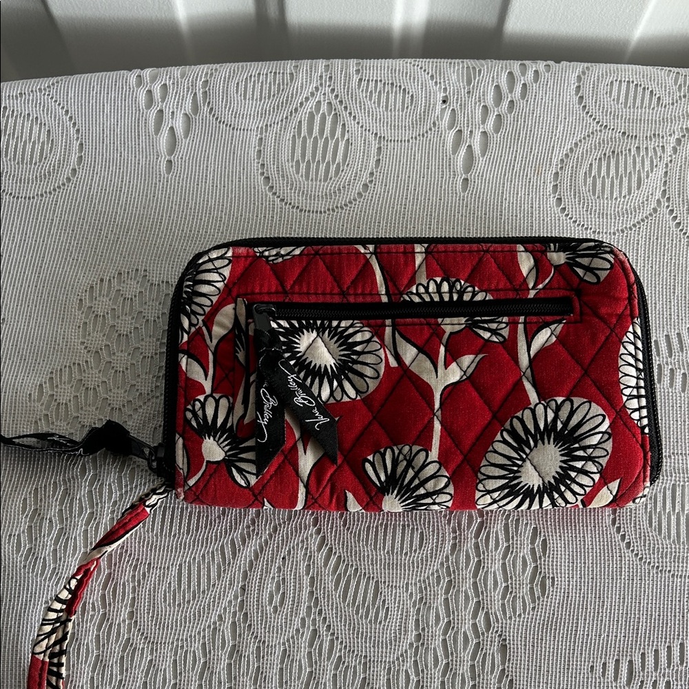 Vera Bradley Red and Black Floral Wristlet